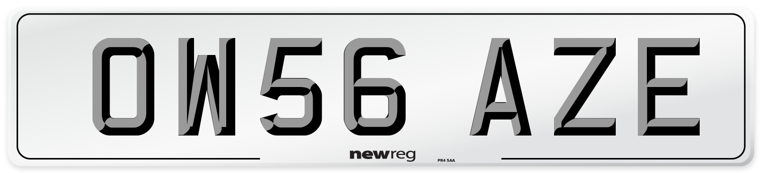 OW56 AZE Number Plate from New Reg